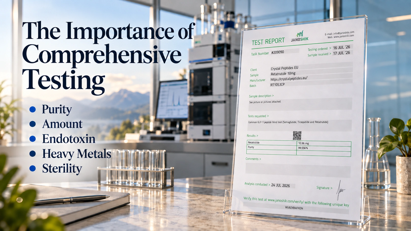 Die Bedeutung umfassender Tests: Reinheit, Gehalt, Endotoxin und Sterilität